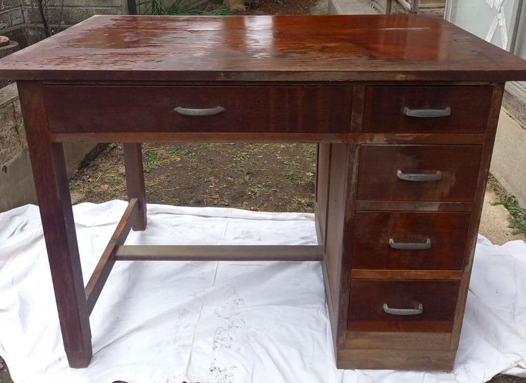 アンティーク家具　昭和レトロ　学習机　　片袖机　骨董品