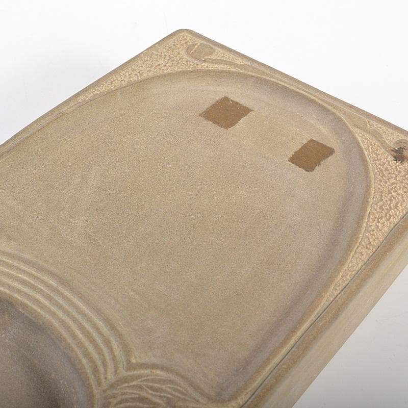 中国　書道具　花瓶刻　端渓硯　唐木箱付　C　6184