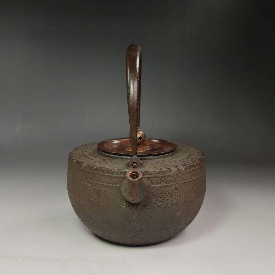 イ491 鉄瓶『銅蓋　独楽形　鉄瓶』湯沸　薬缶　茶道具　煎茶
