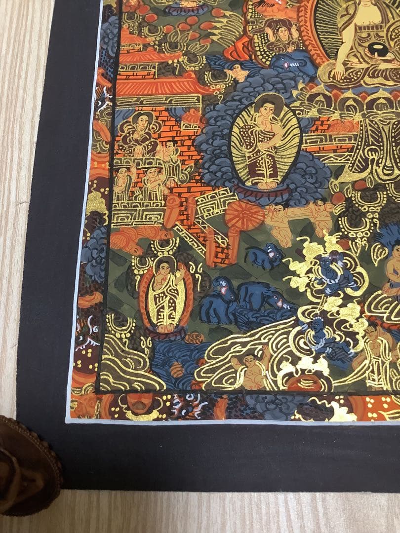 《 チベット密教　新品　1点物 》 釈迦の一生　曼荼羅　手描き　仏教　密教　30