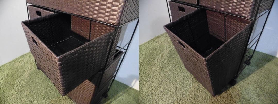 アウトレット【送料無料・新品】ラタン風★サニタリー★ワイドランドリーチェスト