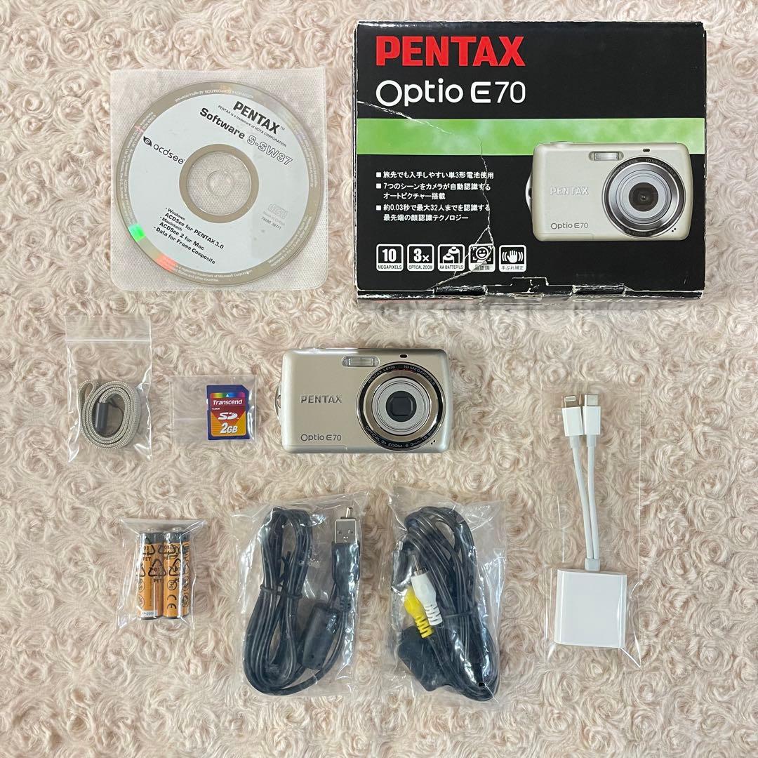 美品✨PENTAX Optio E70✨動作確認済 スマホ転送OK 単三電池♪