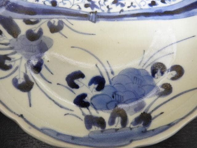 伊万里　花唐草染付中皿　江戸時代　MA296