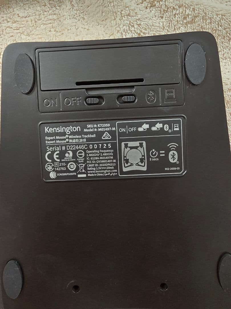 トラックボール　ワイヤレス　ほぼ未使用　kensington　K72359JP