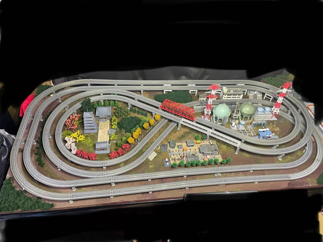 Nゲージ　ジオラマ　KATO 高架線路　トミックス　神社　コンビナート　お寺
