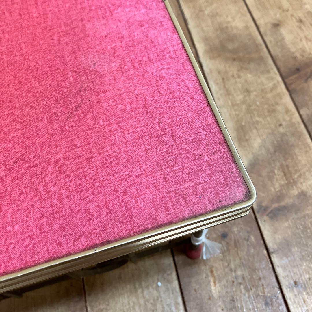 A-3 昭和レトロ ニホンハナコ マガジンラック付 サイドテーブル ピンク