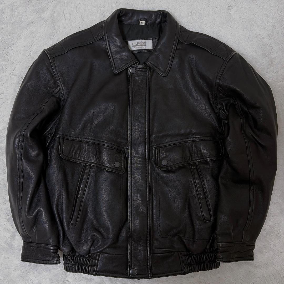 【希少】 Leather Jacket 黒 ライダース レザー ベンチレーション