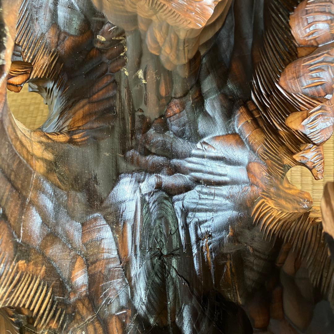 木彫り　熊　置物　特大　民芸品　インテリア　北海道刻印