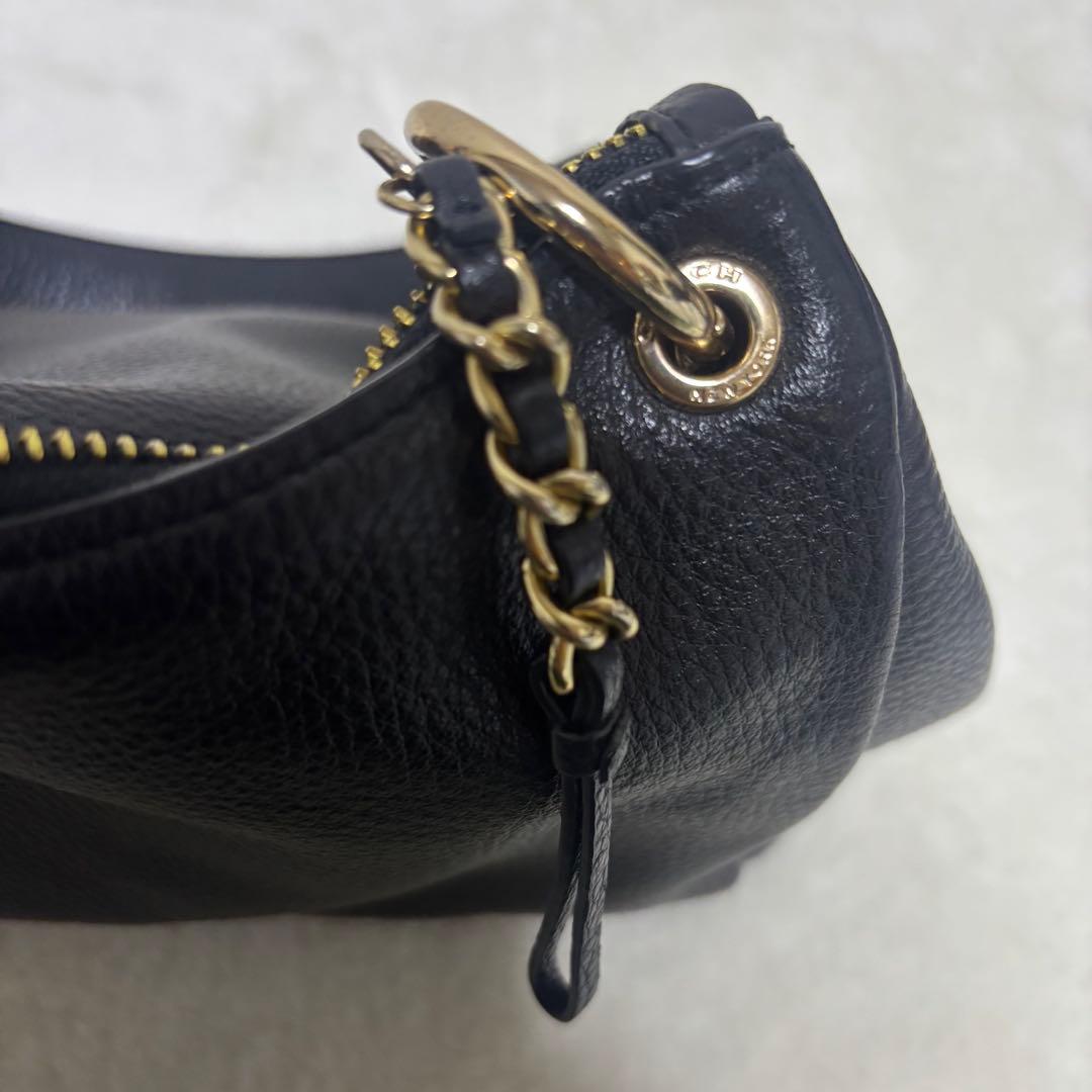 【美品】コーチ ワンショルダーバッグ レザー ブラック ゴールド金具 2way