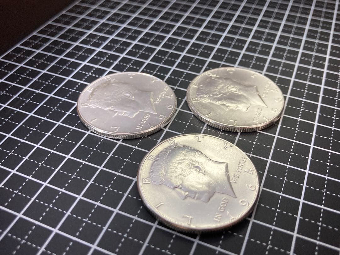 【アメリカ】ケネディハーフダラー銀貨3枚(1964年)