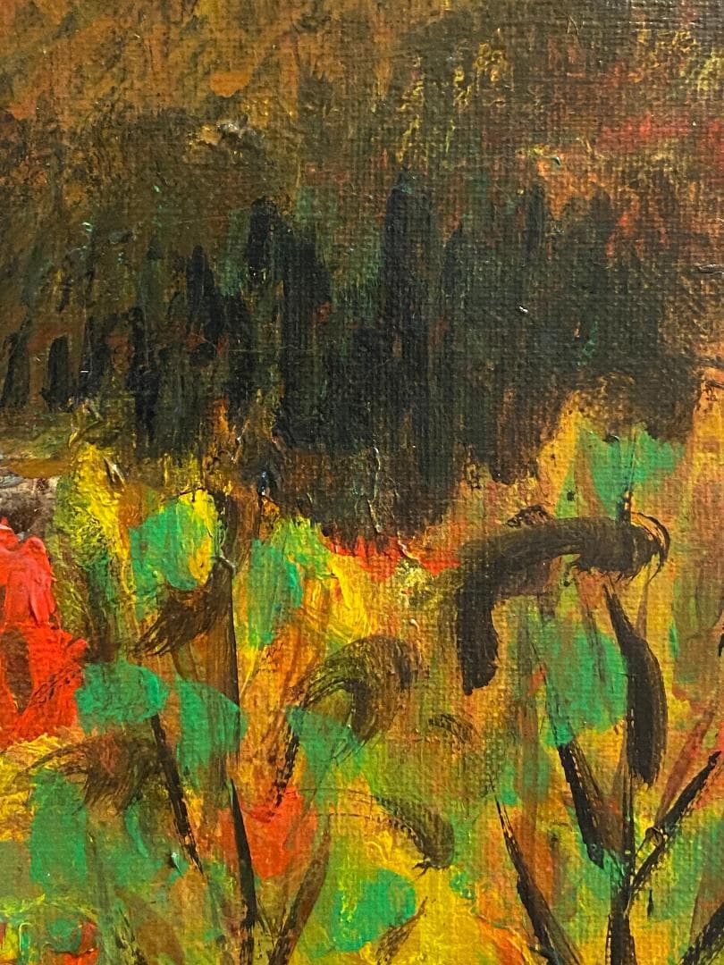 「真作」鈴木 照男「木曾 南岳山遠望」風景画　油彩画　額装　サイン有り　F6号