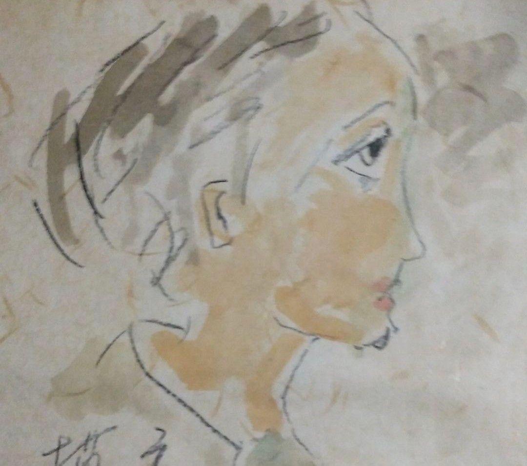 「模写」竹久夢二 水彩　絵画　大正ロマン
