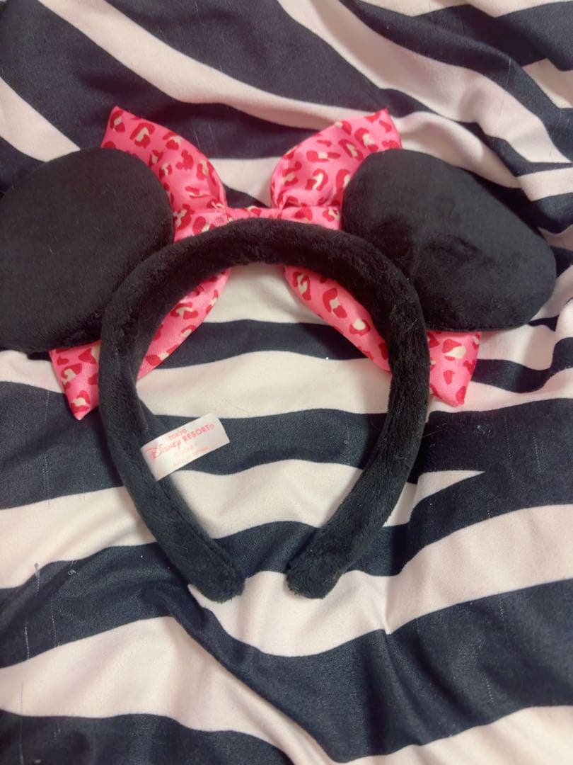 ピンクヒョウ柄リボン付きカチューシャ即日配送可能です！！