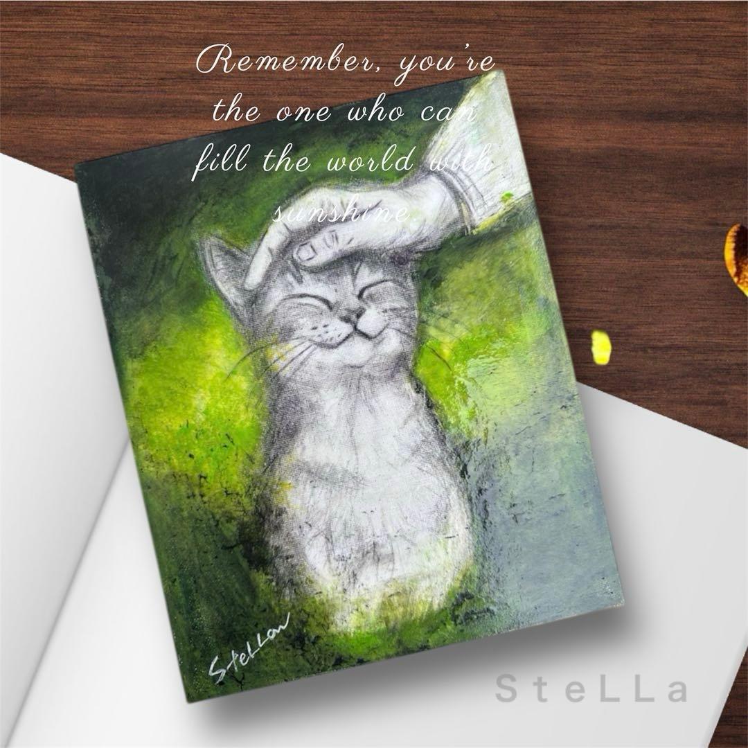 猫の絵　ネコ　絵画　モダンアート　北欧アート　現代アート　北欧　プレゼント　原画