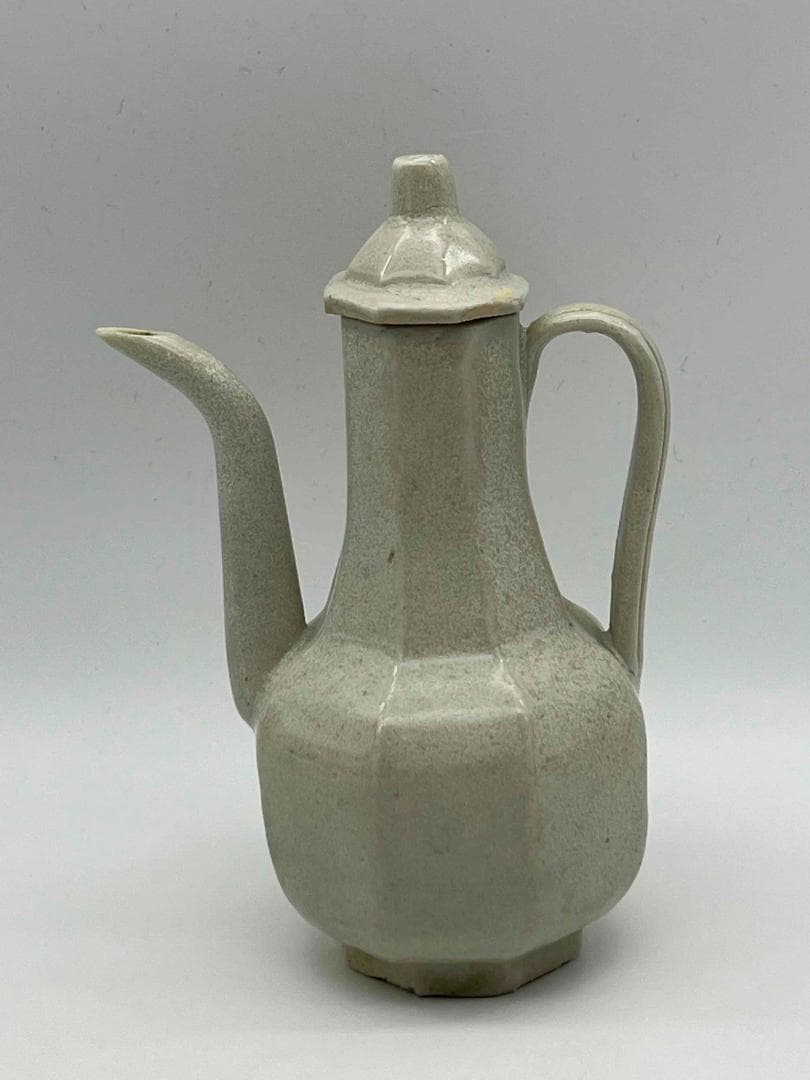 宋時代　青白磁 湖田窯水注　蓋付き 影青執壺　水注　水指　水差し(F-99)