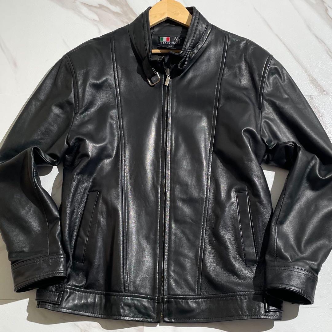 【美品✨希少】ライダースジャケット 鹿革 XLサイズ ブラック イタリーモード