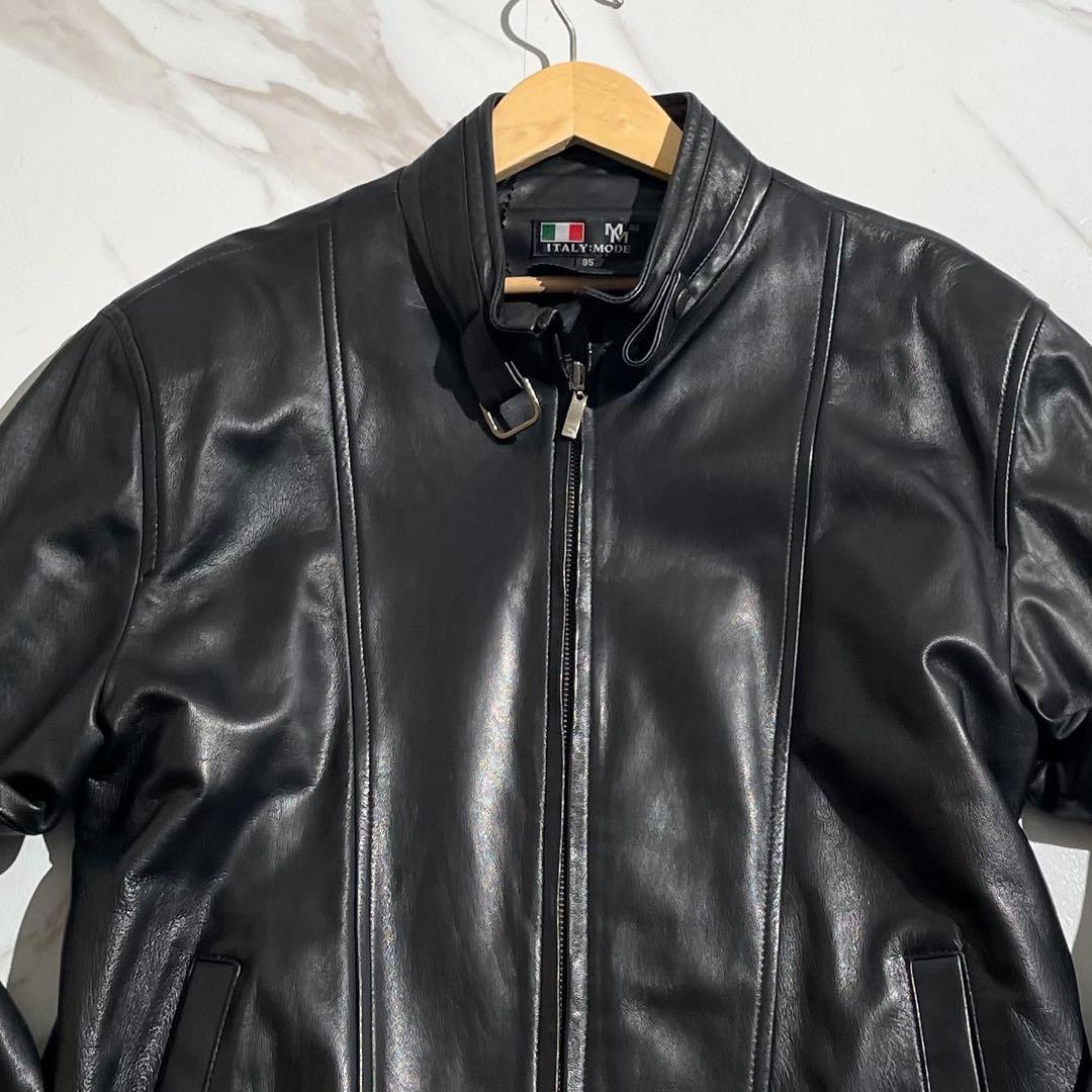 【美品✨希少】ライダースジャケット 鹿革 XLサイズ ブラック イタリーモード