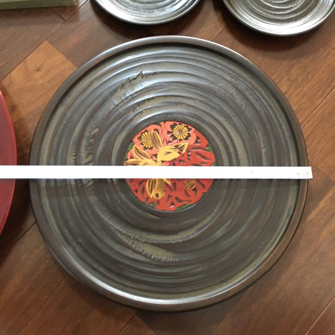 讃岐彫　讃岐漆器　象谷（ぞうこく）塗　菓子皿　お盆　丸盆　飾盆