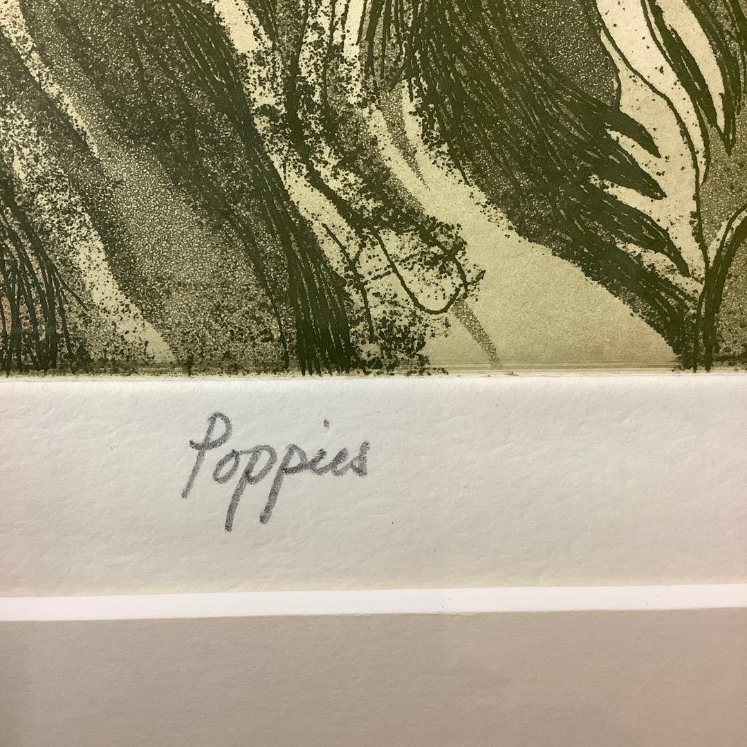 Valerie Daniel ポピー 花の版画 72/80金色フレーム付き