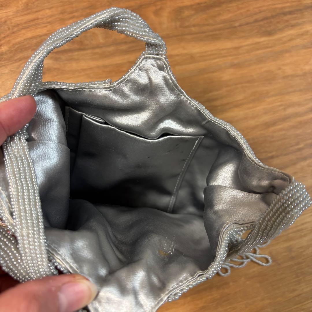 美品◇ヴィンテージ◇レトロ ビーズバッグ◇和装バッグ◇パーティーバッグ◇グレー