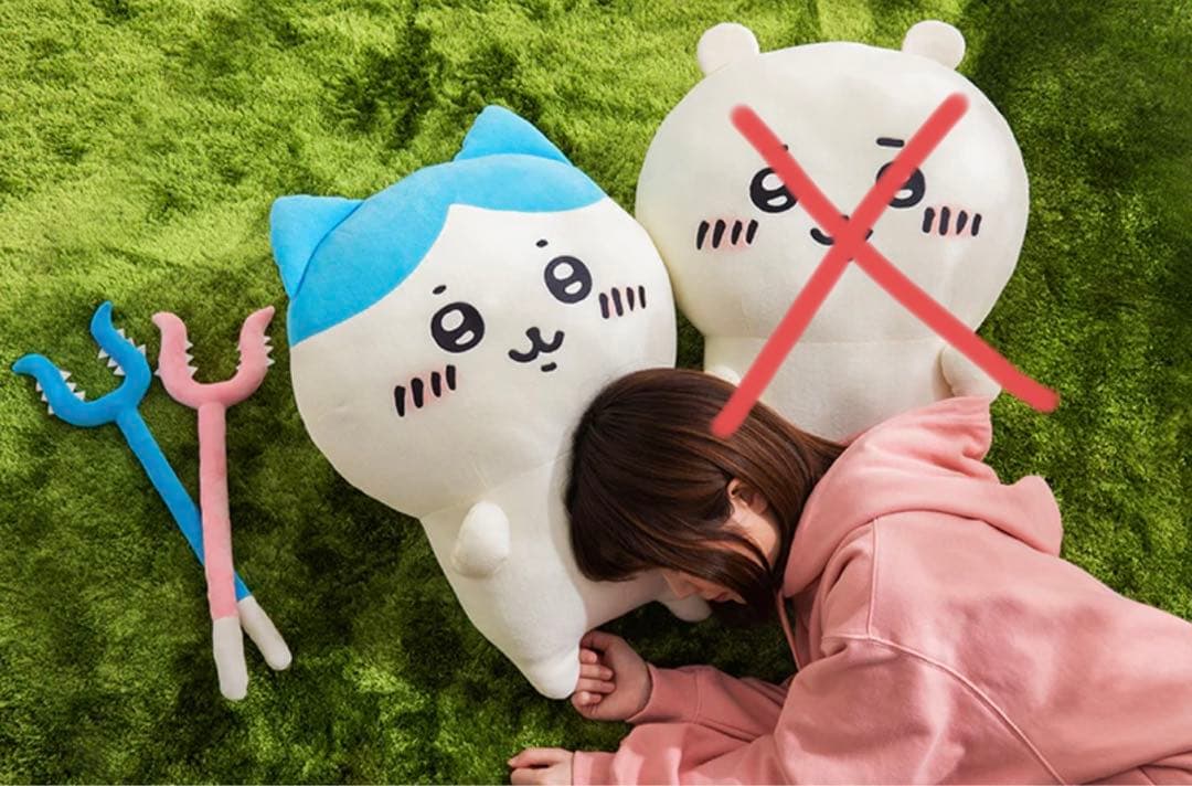 ちいかわ 討伐棒をもった特大ぬいぐるみ(ハチワレ)