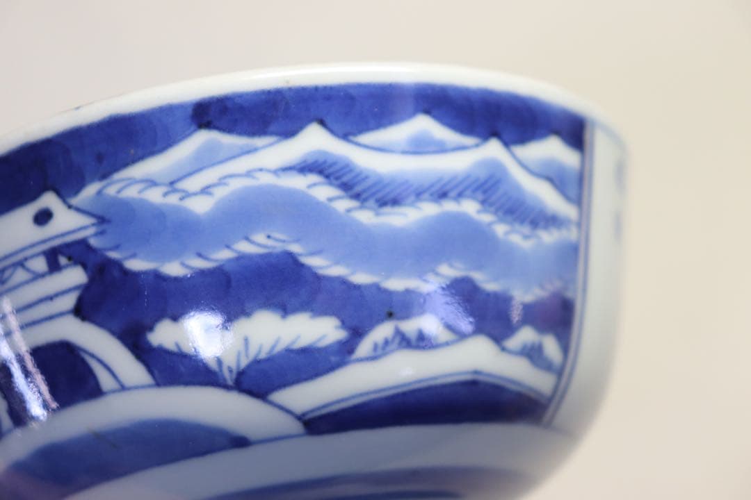 中国　染付　蓋茶碗2点　大明宣徳年製銘　送料込み0907