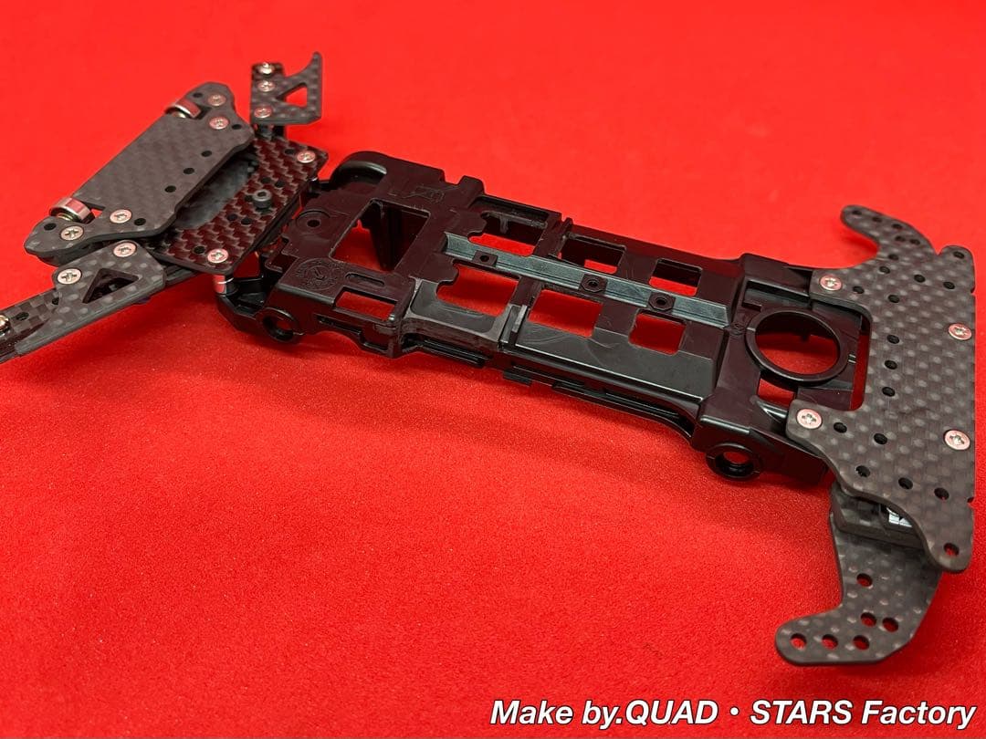 【ミニ四駆・S2用】2軸ATピボット＋1軸アンカー＋リヤスキッド　ブラックアウト