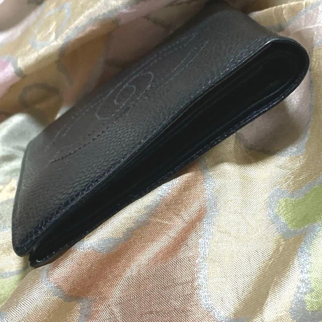 シャネル キャビアスキンココマークブラックレザー CHANEL二つ折り財布正規品