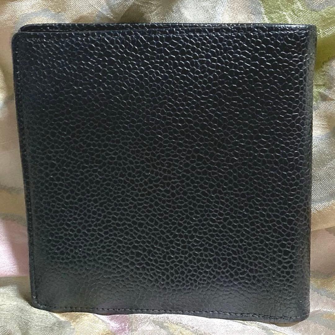 シャネル キャビアスキンココマークブラックレザー CHANEL二つ折り財布正規品