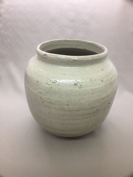 李朝白磁広口壺◆李朝前期◆無キズ◆送料無料◆李朝白磁◆水指◆茶道具◆茶