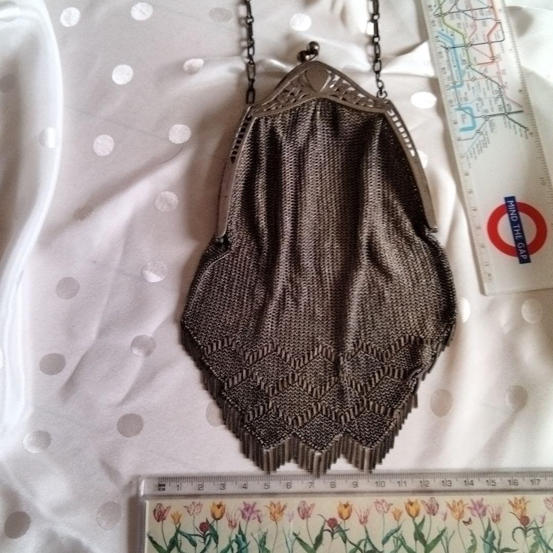 アンティークメッシュシルバーカラーバック希少品