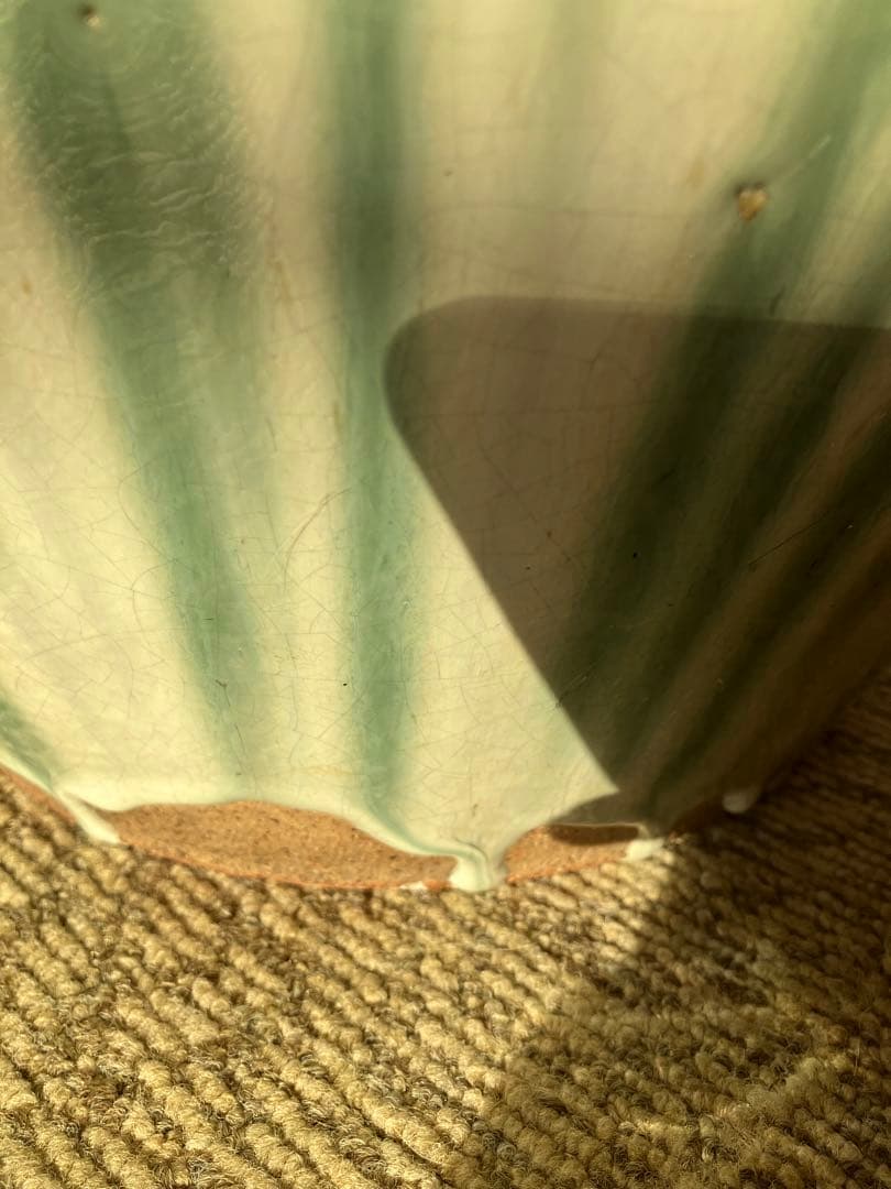 信楽焼　茶壺　大壺　すだれ壺　ストライプ柄　明治　アンティーク