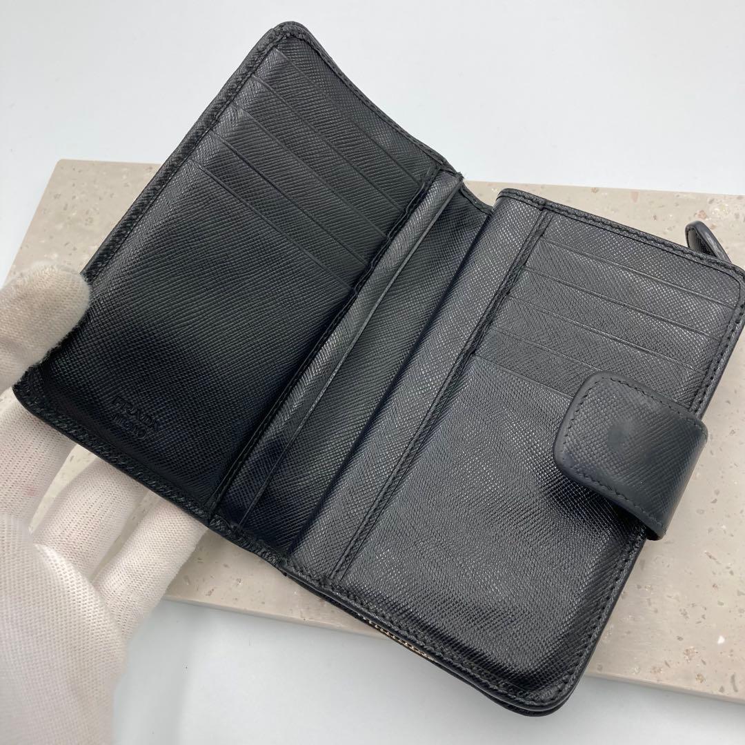 ！美品！PRADA プラダ サフィアーノ 二つ折り財布 L字ファスナー　88A