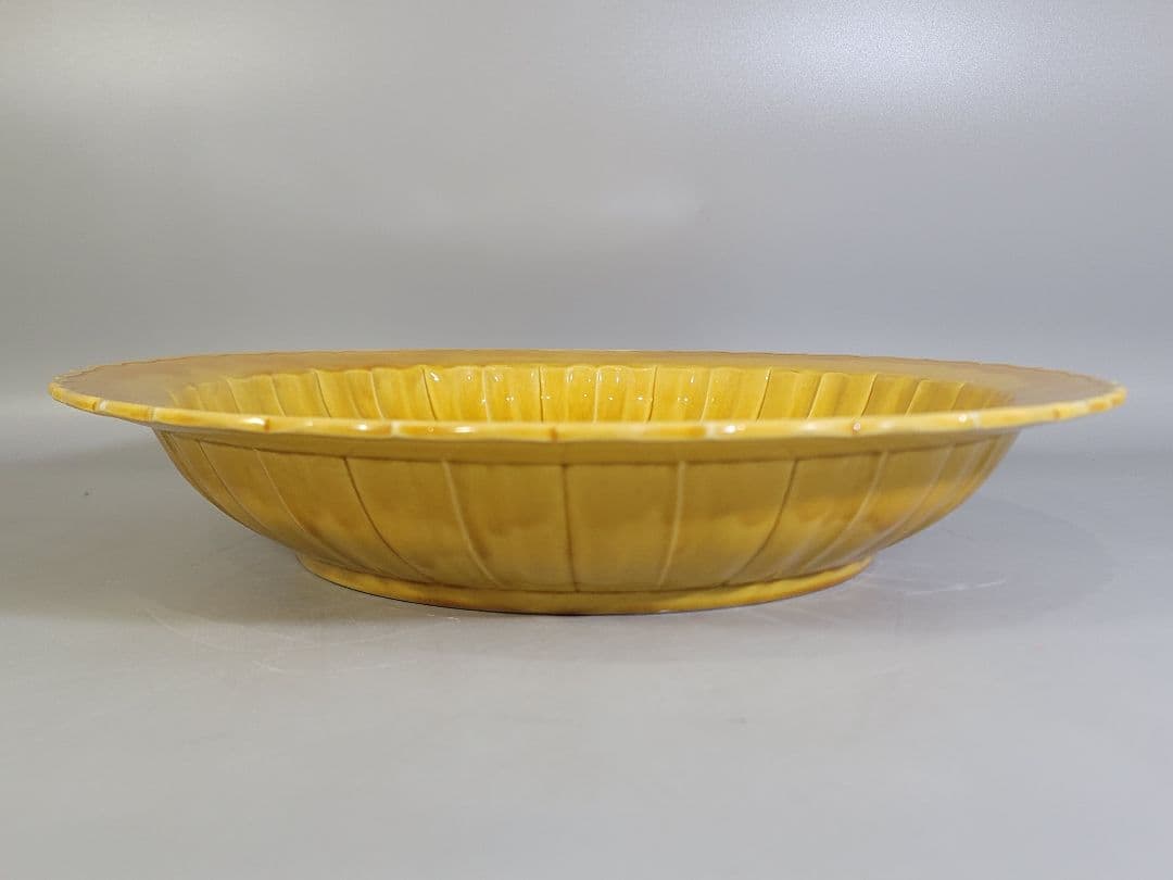 DT571 中国 黄色 古い皿 39.5cm