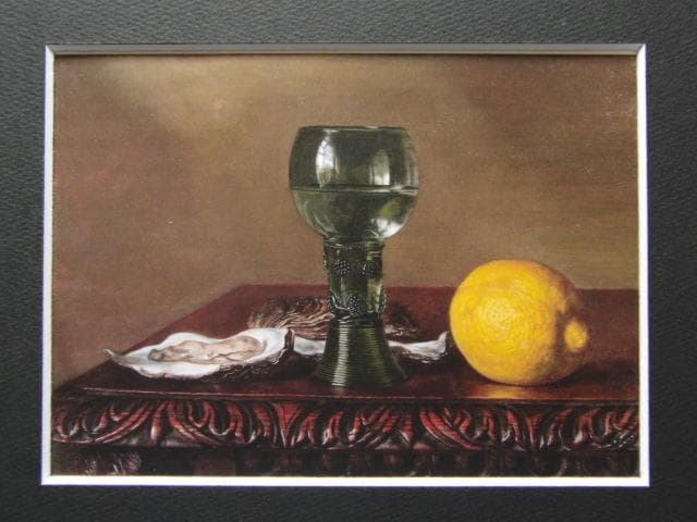 玉有万範、レモンとカキとルーマー杯のある静物、希少画集画、新品高級額・額装付
