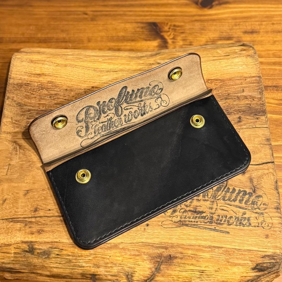 Ｋ*様 トラッカーウォレット 2層『ホースバット　茶芯　ブラック』