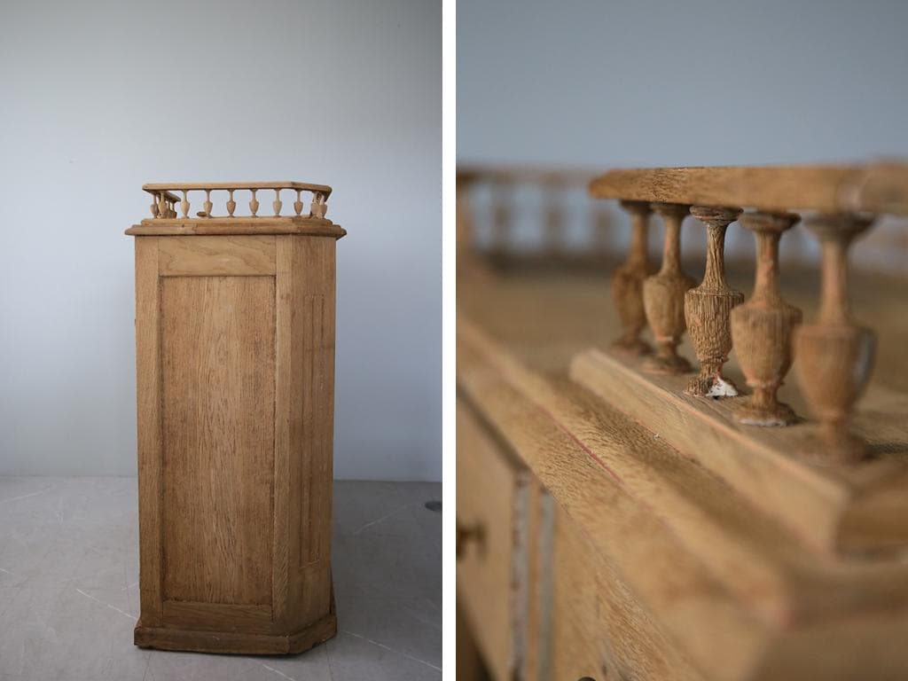 フランスアンティーク木製ショップカウンター/レジ台/テーブル机(90-148)