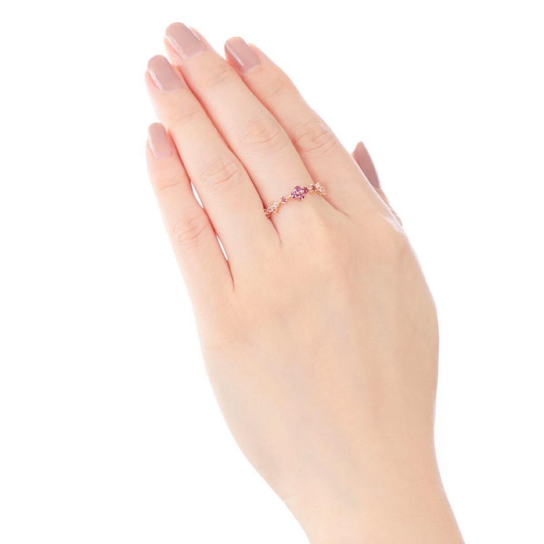 ツツミ　K10YG 13号　マルチストーンリング　ピンク系　ガーネット