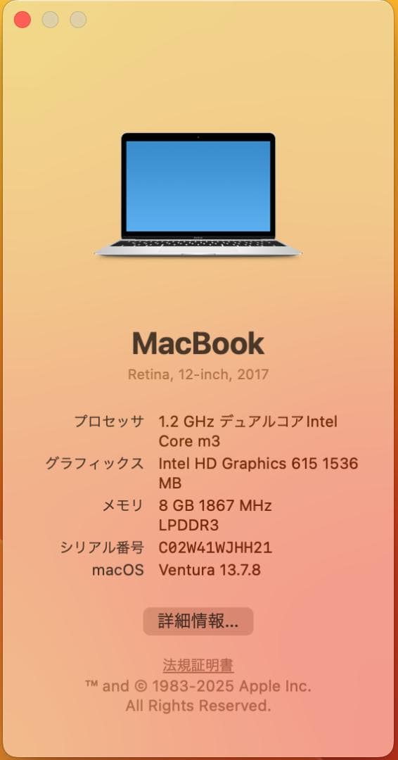 美品 MacBook 12インチ 2017 /m3/8GB/256GB No2