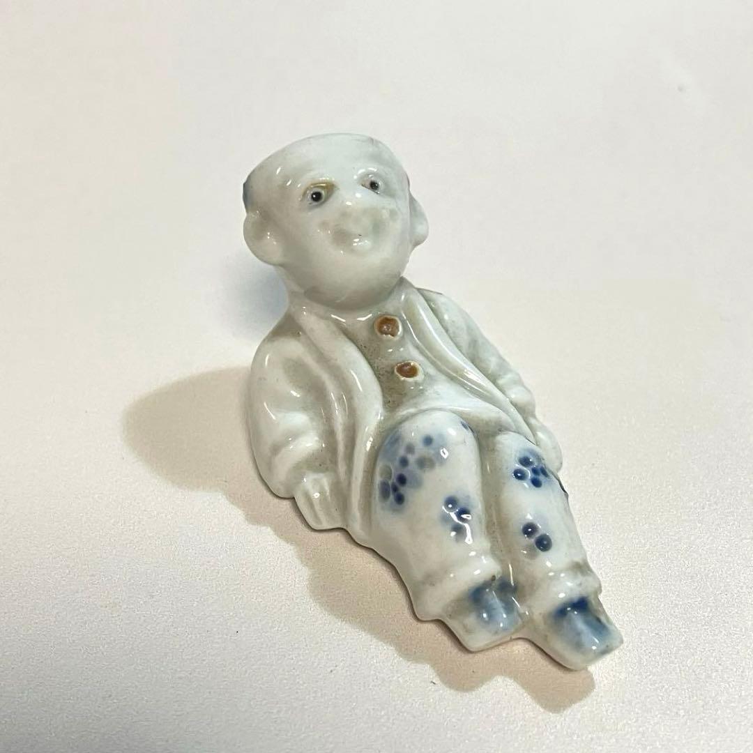 骨董　長崎　古平戸焼　唐子人形　5体組　染付　三川内焼　陶製人形　民芸　オブジェ