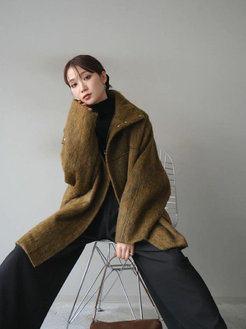 スタンドカラーシャギーコート　Lumier　リュミエ　コート　アウター　シャギー