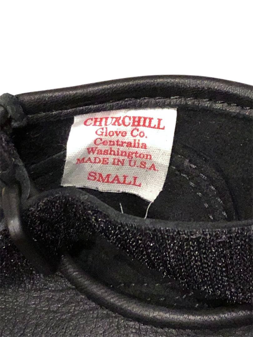 アメリカ製 チャーチル　鹿革　フィンガーレス　半指　グローブ　ブラック 手袋　黒