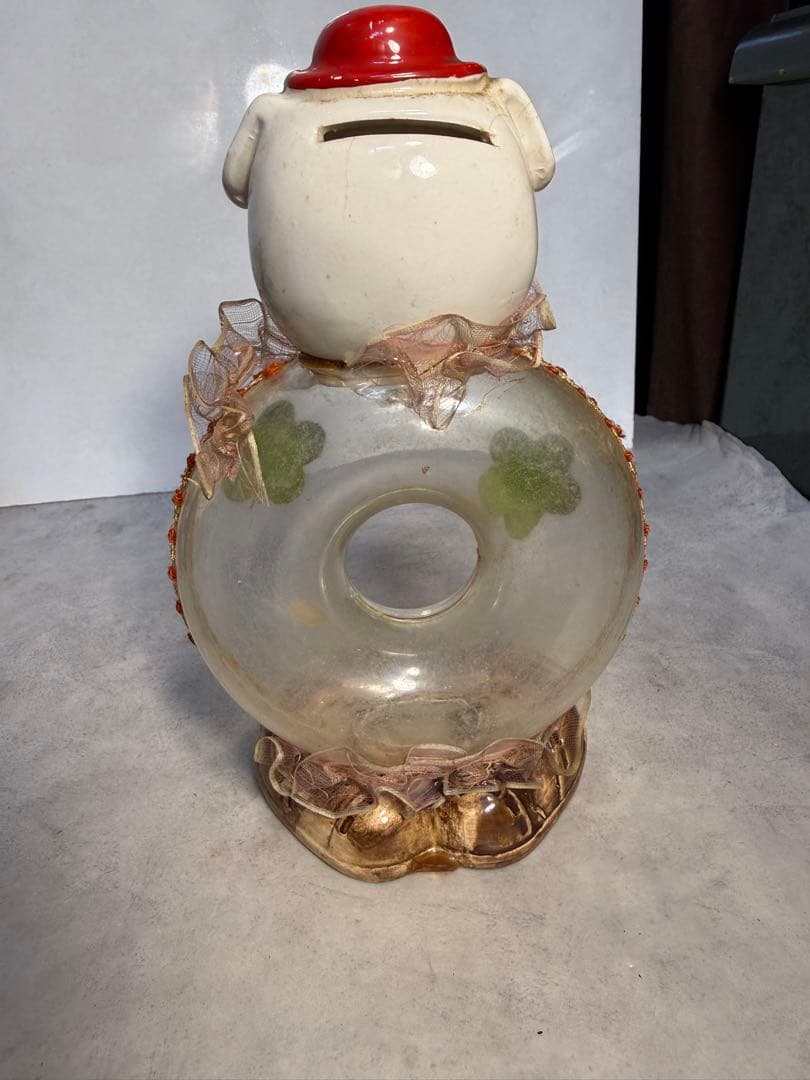 昭和レトロ 瀬戸ノベルティ 豚 貯金箱 池田丸ヨ製陶 ドーナツ型 陶器 置物