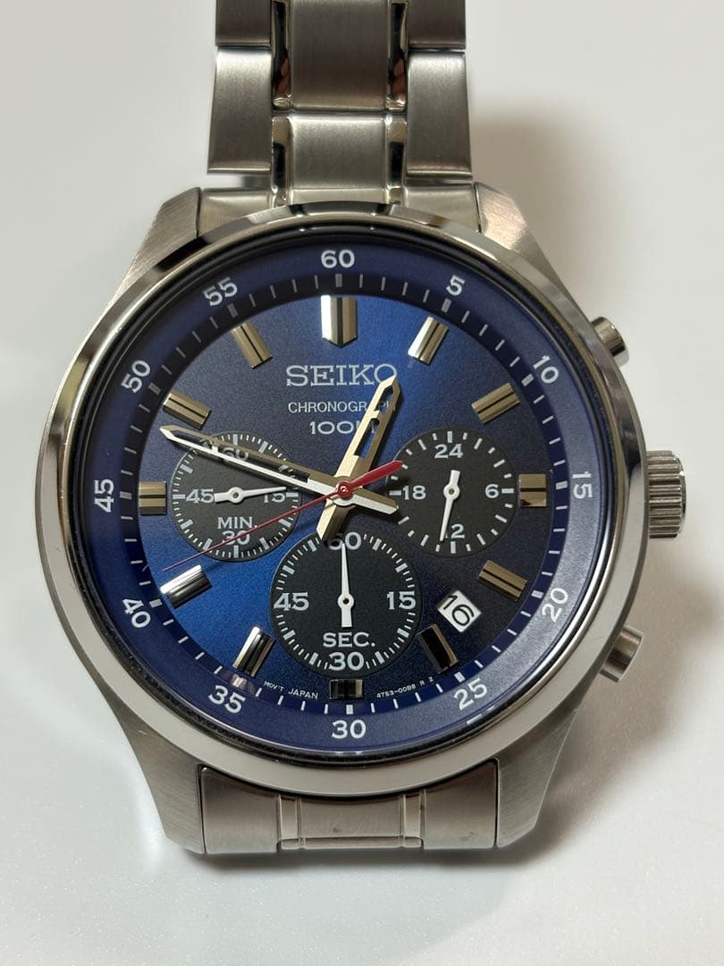 【美品】SEIKO セイコー クロノグラフ 4T57-00B0 クォーツ ブルー