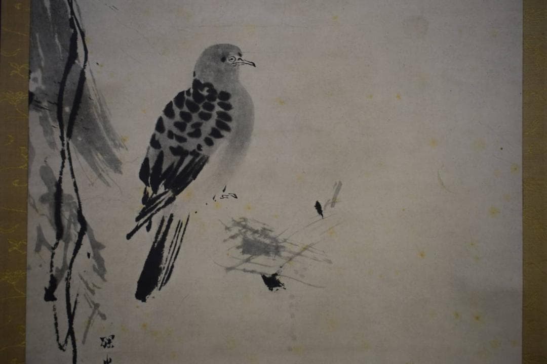 模写/狩野探幽/枯山鳩図/布袋屋掛軸HE-764