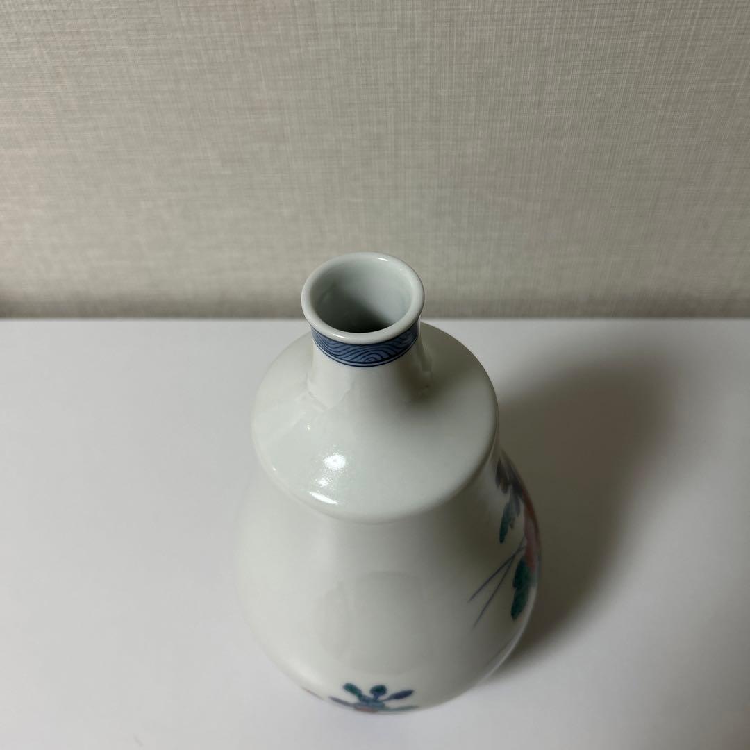 手描き花柄陶器瓶 高さ20cm