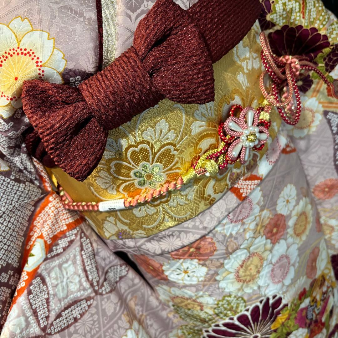 美品　地紋　花模様　金駒刺繍　金彩　逸品　振袖　フルセット 振り袖