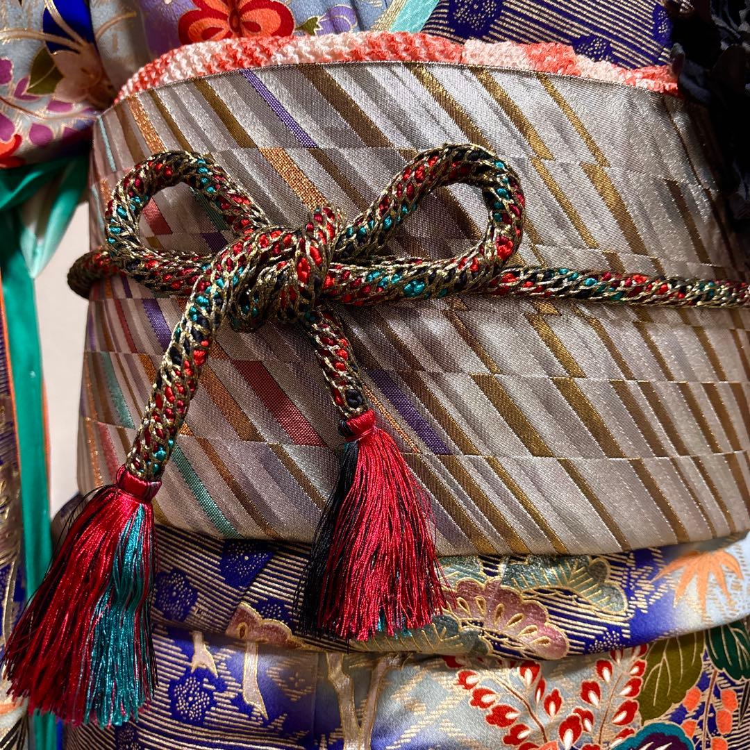 (あ969)渋めの色味の振袖㊗️大振袖⑤点セット✨