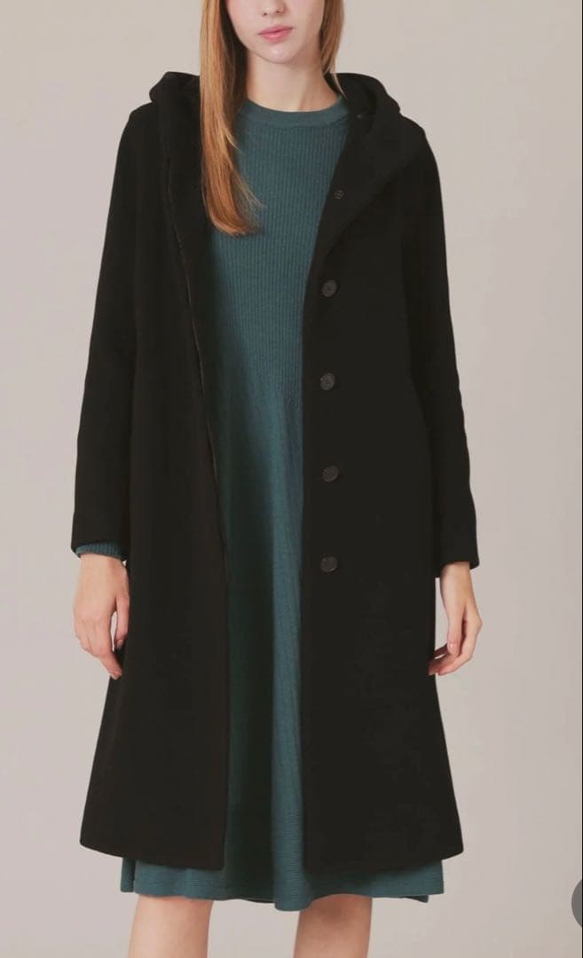 マッキントッシュロンドン44大きいサイズブラック フード付きロングコート15万