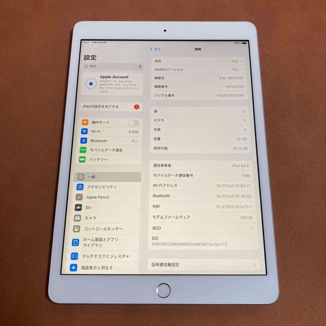 520【早い者勝ち】電池最良好☆iPad8 第8世代 32GB SIMフリー☆